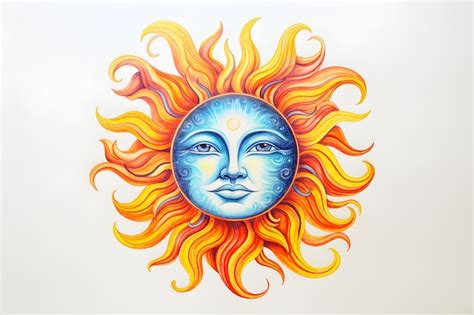 Ejemplo de un sol pintado con lápices pastel, mostrando degradados de color y efectos de luz.