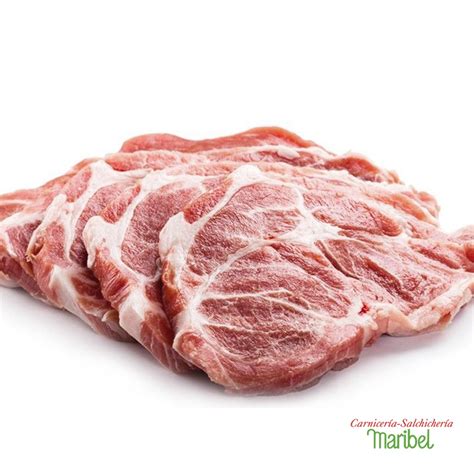 Foto de diferentes cortes de chuletas de cerdo, destacando la chuleta de aguja o cortes con grasa intramuscular
