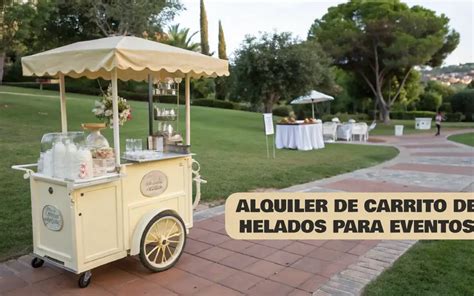 Diseño de carrito de helados atractivo para eventos con personas disfrutando
