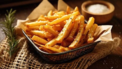 Foto de papas fritas al horno doradas y crujientes