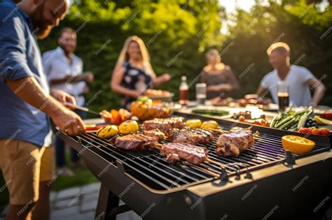 Escena de una parrillada familiar o entre amigos, con diversas preparaciones y ambiente festivo