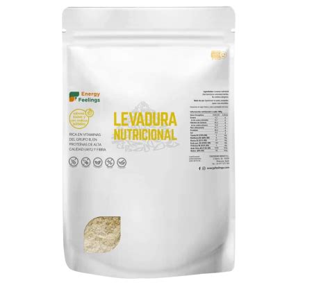 Etiqueta de producto de levadura nutricional con sellos 