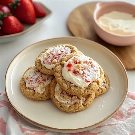 Galletas de cheesecake con fresas recién horneadas