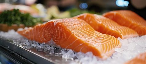 Salmón fresco en un mercado