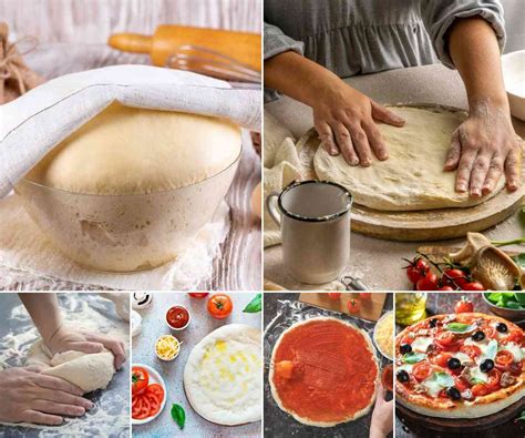 Infografía con los ingredientes principales de la masa y el relleno de pizza.