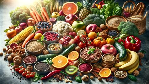 carro de supermercado con una selección variada de alimentos frescos y saludables
