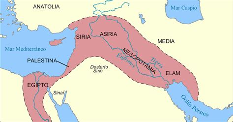 Mapa del Creciente Fértil mostrando la ubicación del antiguo Imperio Persa