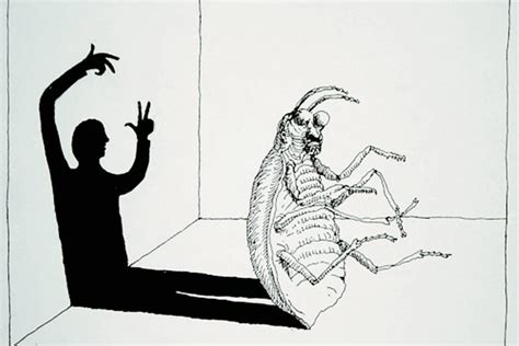 Representación artística de Gregor Samsa como insecto, mostrando su fragilidad y aislamiento.