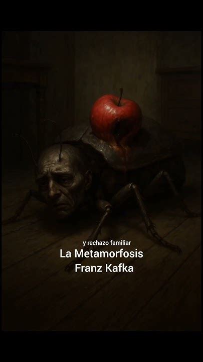 Detalle de una ilustración que muestra la manzana incrustada en el caparazón de Gregor Samsa.