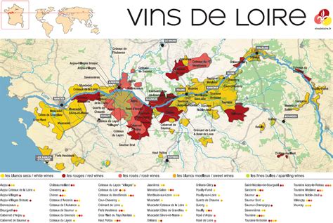 Mapa de las regiones vinícolas de Burdeos y el Valle del Loira, destacando la presencia de Cabernet Franc