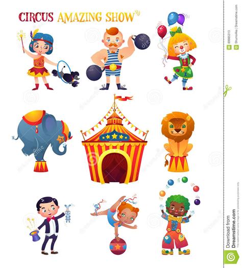 Ilustración de los personajes del circo o su desbandada
