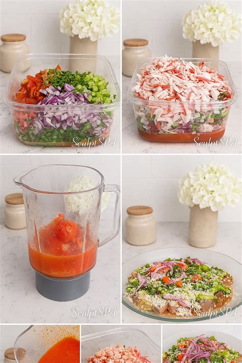 Foto de un bowl mezclando mariscos con vegetales picados y jugo de limón para ceviche.