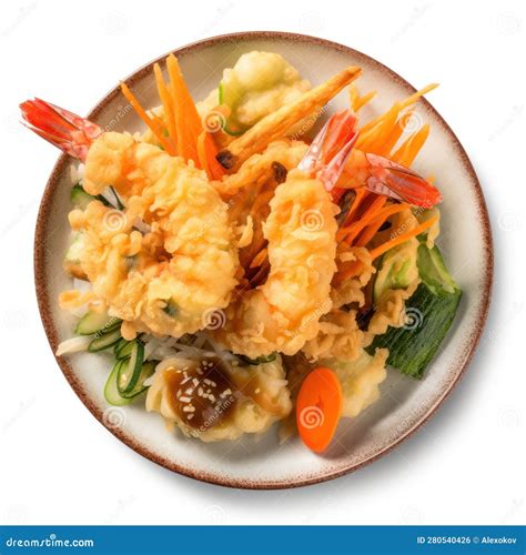 ilustracion de tempura variada con mariscos y verduras