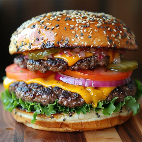 Primer plano de una apetitosa smash burger con queso derretido