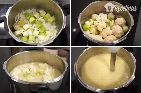Olla exprés cocinando coliflor