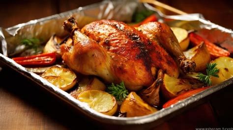 Foto de topinambur asado en una bandeja de horno con hierbas