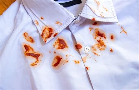 Ilustración de una mancha de salsa de tomate en la ropa y un tupper
