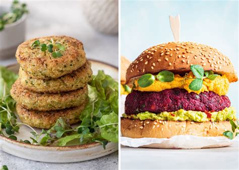 variedad de hamburguesas veganas coloridas