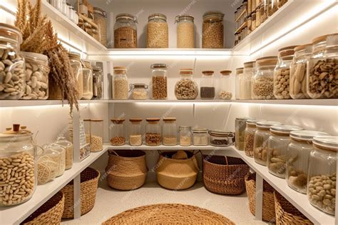 Foto de una despensa bien organizada con legumbres, conservas, huevos y harinas