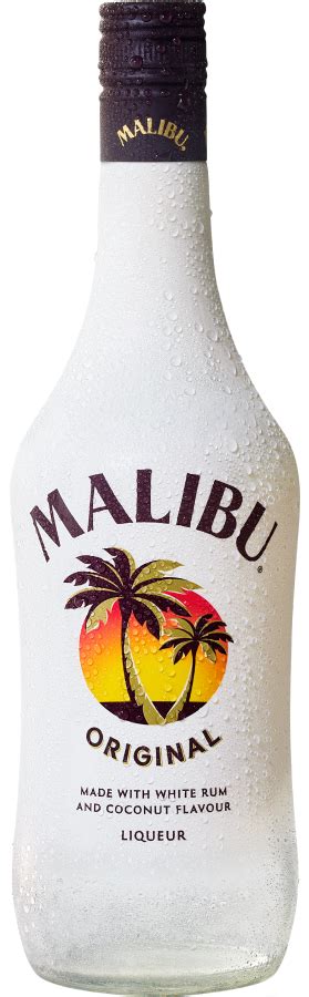 Botella de Malibu Original con fondo tropical