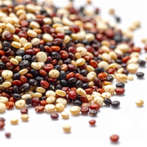 Fotografía de granos de quinoa de diferentes colores: blanca, roja y negra.