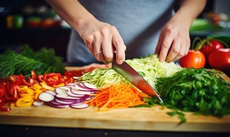 Persona cortando verduras frescas para la parrilla