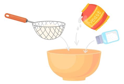 Esquema de ingredientes de repostería con balanza y tazón de mezcla