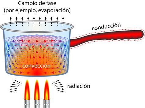 Esquema de distribución uniforme del calor en una olla de cobre