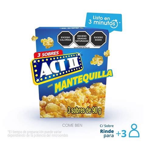 Imagen de un paquete de cabritas de maíz para microondas, posiblemente de la marca Act II.