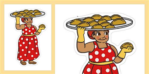 Ilustración de vendedora de empanadas en la isla de Margarita con mesa de madera y Basílica de la Virgen del Valle al fondo