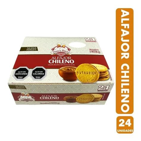 Fotografía de una caja de alfajores chilenos empaquetados, similar a Nutra Bien