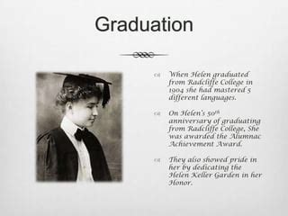 Helen Keller con su diploma en Radcliffe College