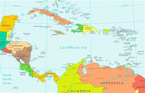 Mapa del Caribe destacando las regiones donde el Rice and Peas es un plato tradicional.