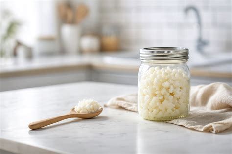 Ilustración de gránulos de kéfir de leche (