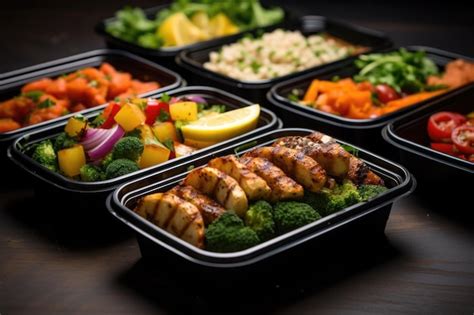 Platos de comida preparada variada y apetitosa