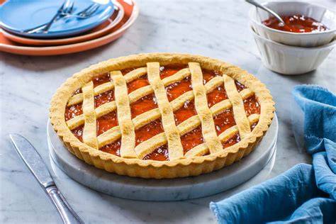 Esquema de armado de una crostata con capas de relleno