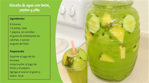 Ingredientes para jugo de pepino básico: pepino, limón, agua, y miel