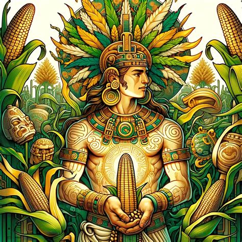 Representación de rituales aztecas con adornos de maíz reventado