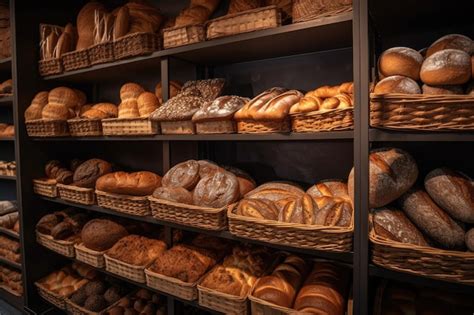 Variedad de panes de centeno en una panadería