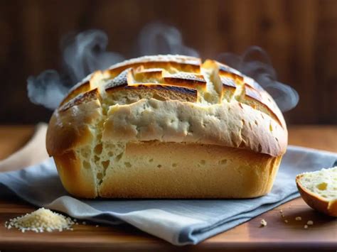 Pan sin gluten recién horneado con una corteza dorada