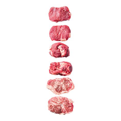Fotografía detallada de diversos cortes de carne cruda listos para ser asados en una parrilla coreana.
