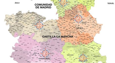Mapa de la región de Castilla-La Mancha destacando las provincias de la DOP Queso Manchego