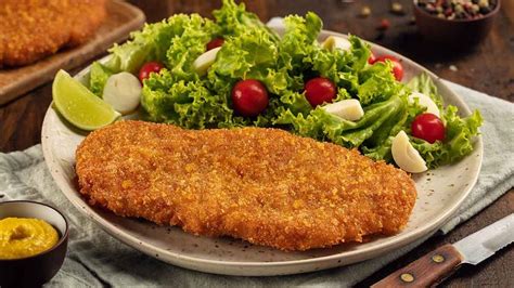 Plato de milanesas de soja caseras acompañadas de una ensalada fresca