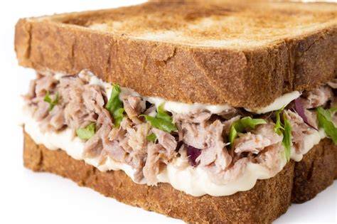 foto de sándwich de atún con verduras frescas