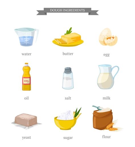 Mesa con ingredientes para masa de empanadas: harina, mantequilla, huevo, sal, agua