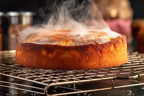 Torta recién horneada y enfriándose