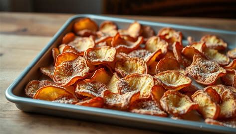 Plato de chips de manzana caseros crujientes