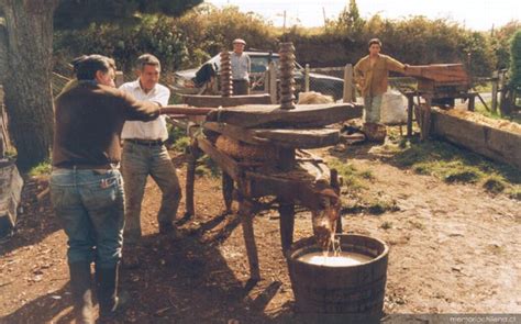 Prensa tradicional de madera para extraer el jugo y elaborar chicha de manzana