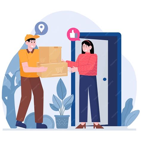 Ilustración de un paquete entregándose a domicilio