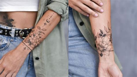 Tatuaje floral delicado en el antebrazo